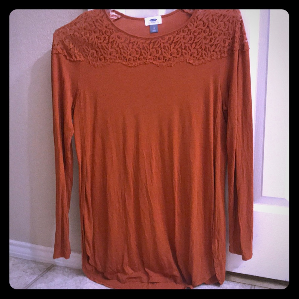 Autumn Orange colored long sleeve top.